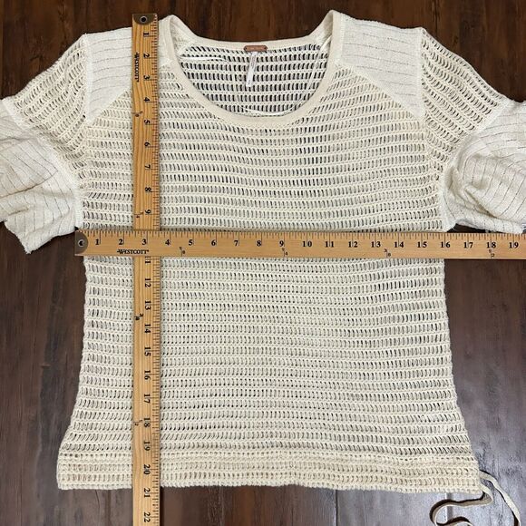 NWT FREE PEOPLE Babes Only Sweater Tee Sheer Open Weave in Cream - Picture 16 of 16